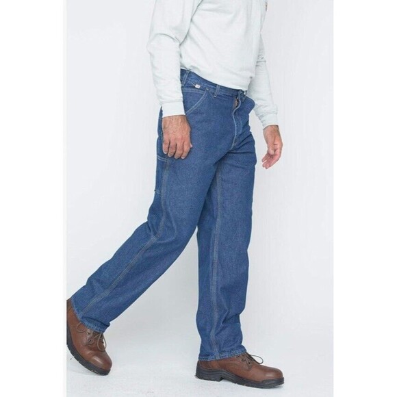 New Carhartt Mens Flame Resistant Signature Denim Dungaree FRB13 DNM 42 x 33 - Picture 3 of 16